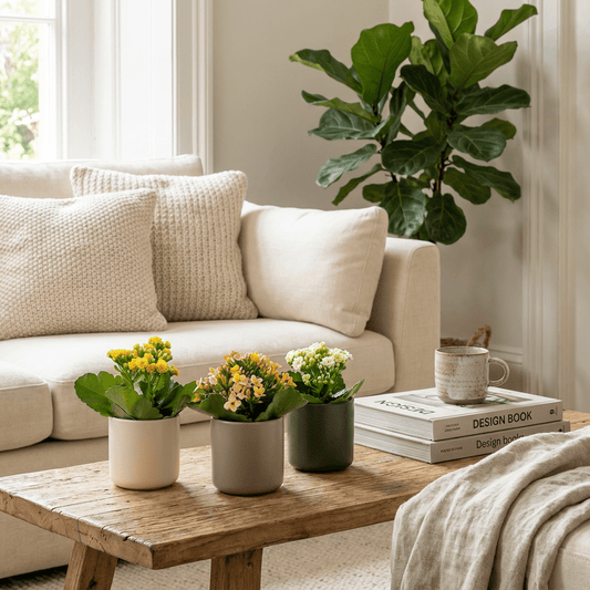 Kalanchoe 9cm Mixed Colours in Cambridge Ceramic - Flowering The Horti House